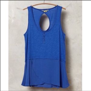 Anthro Little Yellow Button Signe Henley Tank Lg